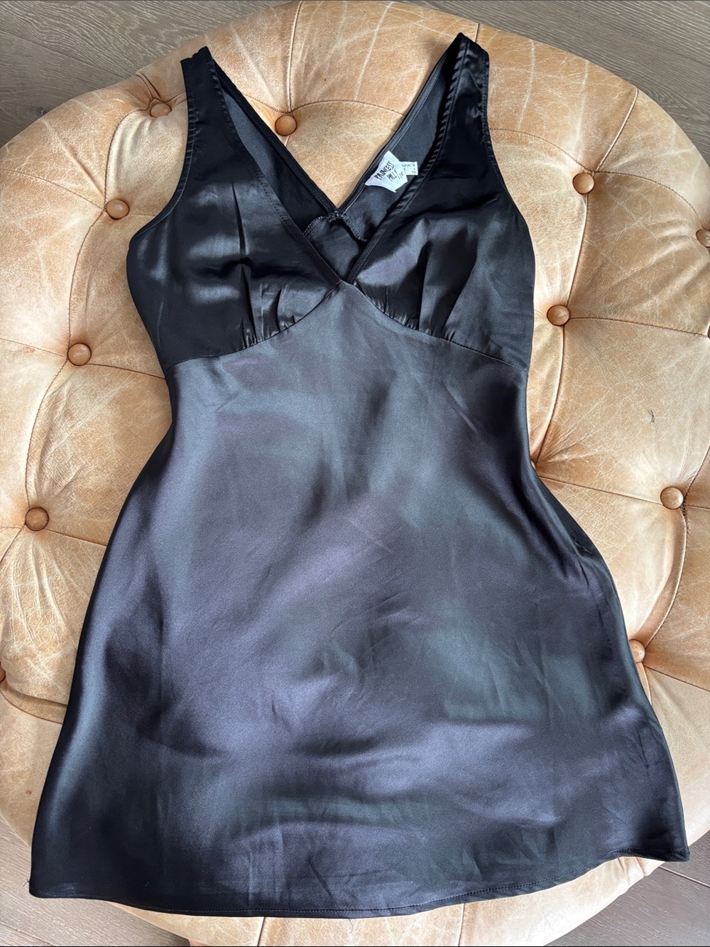 Princess Polly Black Satin V-Neck Slip Dress Size 4